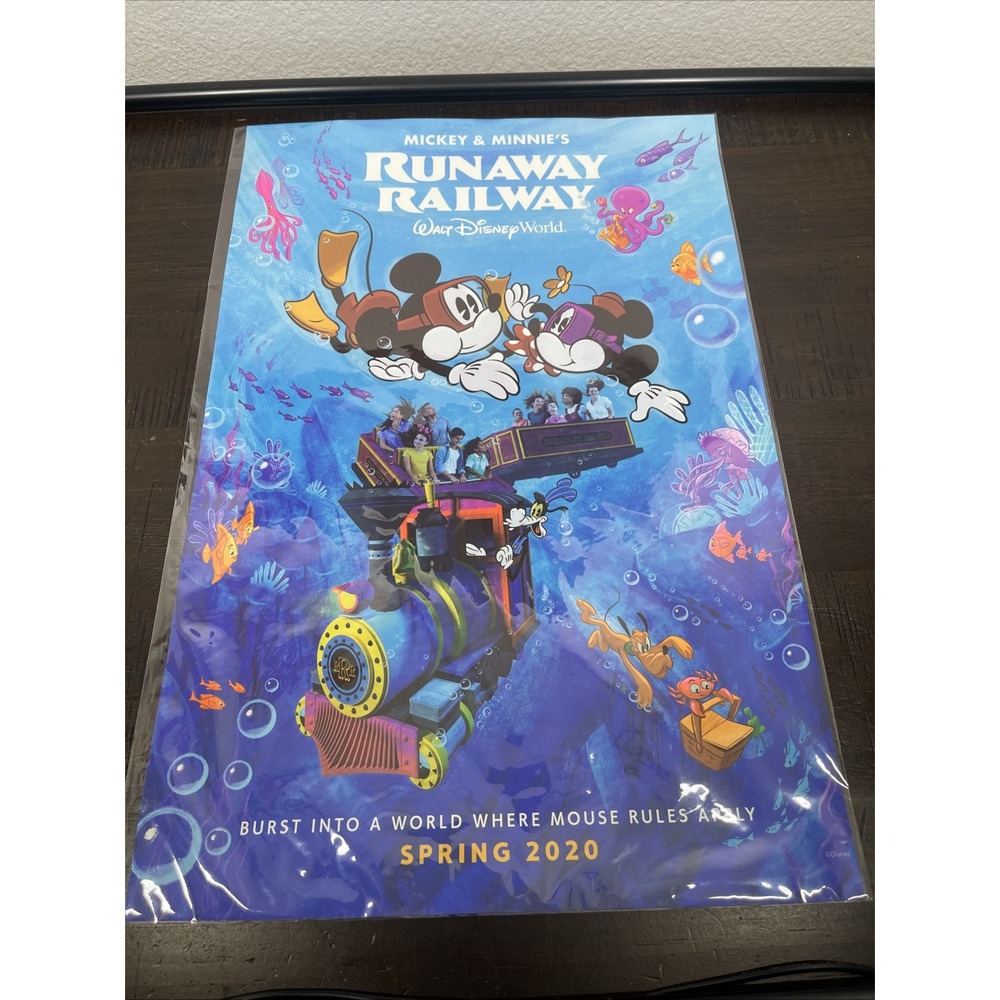 Mickey & Minnie's Runaway Railway Disney Preview Poster 12x18 Raised Print WDW